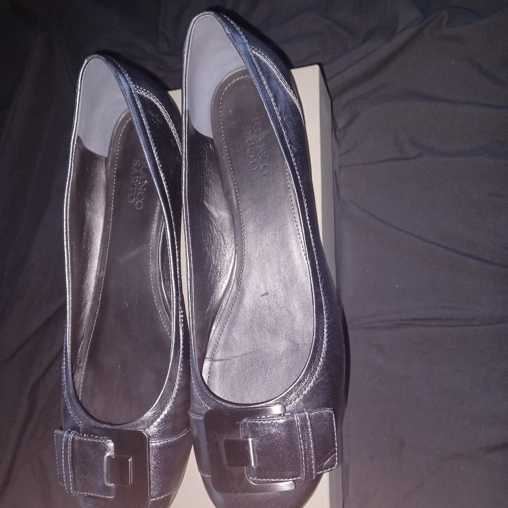 Silver Leather Buckle Flat